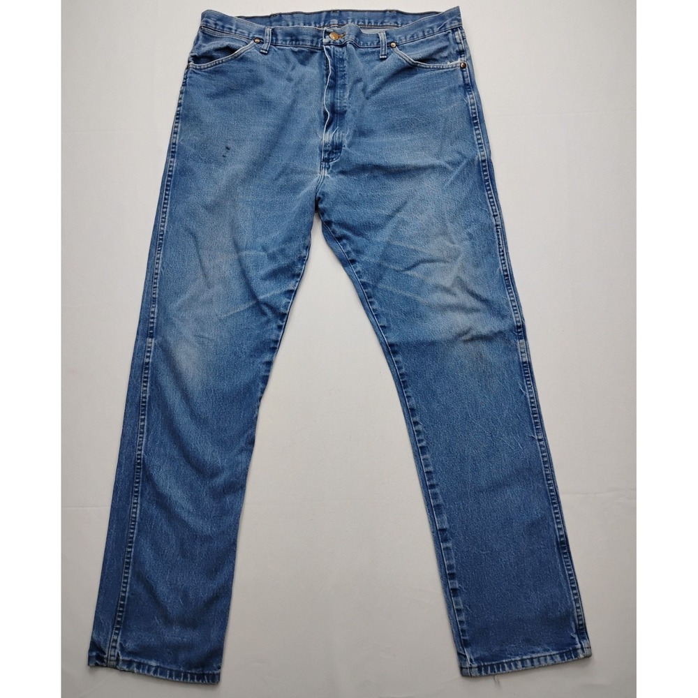 Vintage Wrangler Jeans Mens 42x36 Regular Straight Denim 13MWZ Distressed
